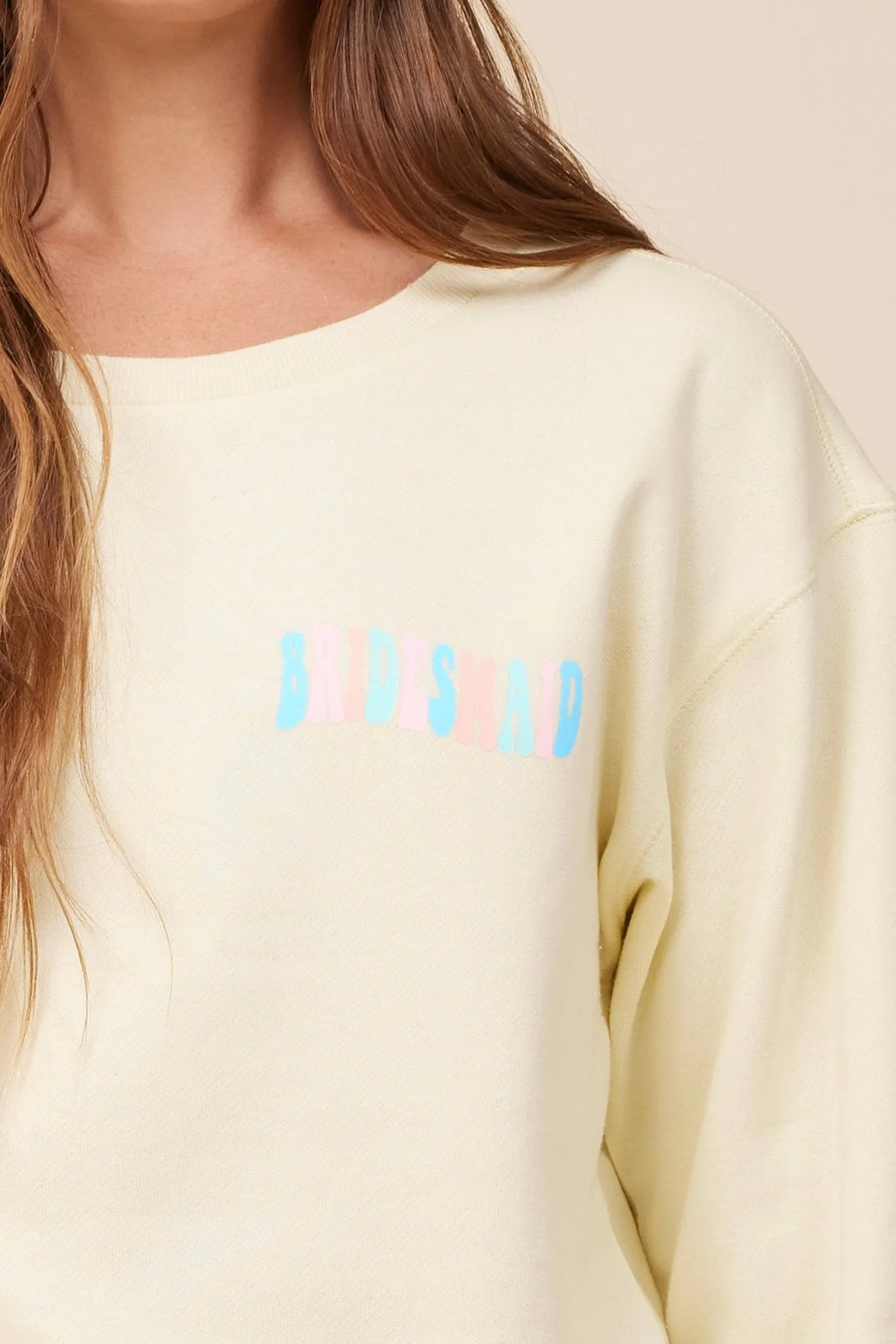 "Bridesmaid" Lemon Surf Wash Crewneck Sweatshirt