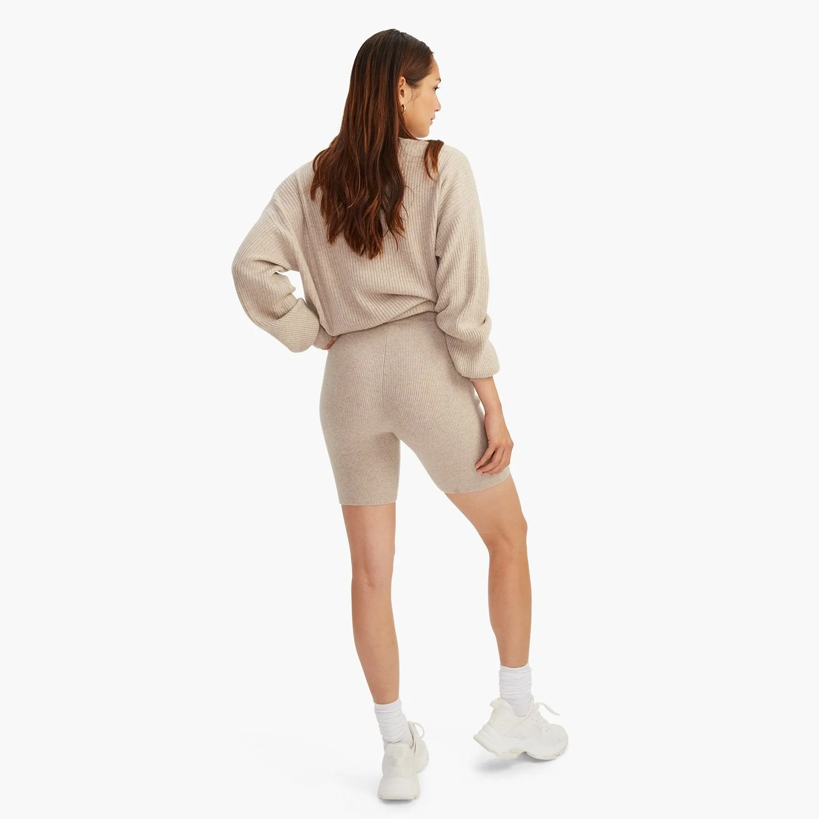 Recycled Cashmere Ribbed Biker Short