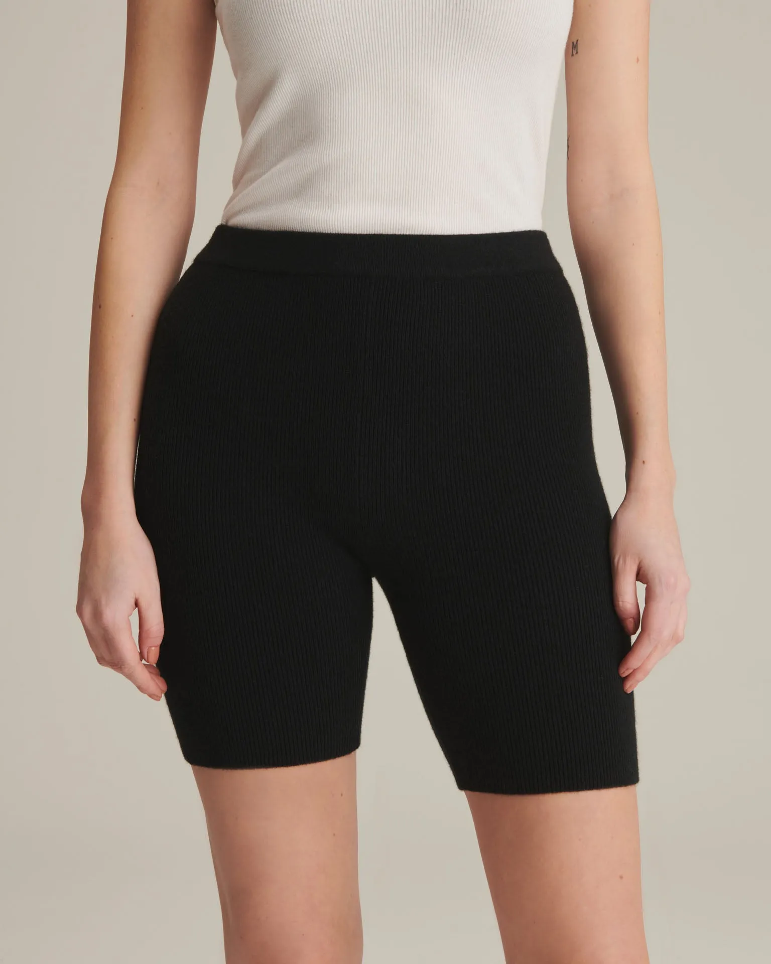 Recycled Cashmere Ribbed Biker Short