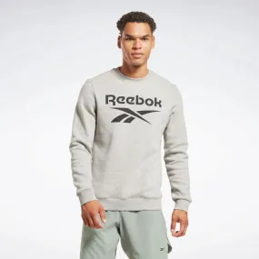 Reebok Apparel Men Reebok Identity Fleece Stacked Logo Sweatshirt MEDIUM GREY HEATHER