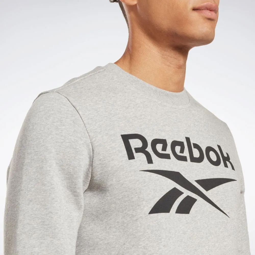 Reebok Apparel Men Reebok Identity Fleece Stacked Logo Sweatshirt MEDIUM GREY HEATHER