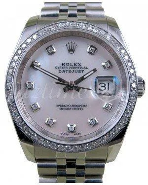 Rolex Datejust 116200 White Mother Of Pearl Diamond 36mm Stainless Steel Jubilee NEW