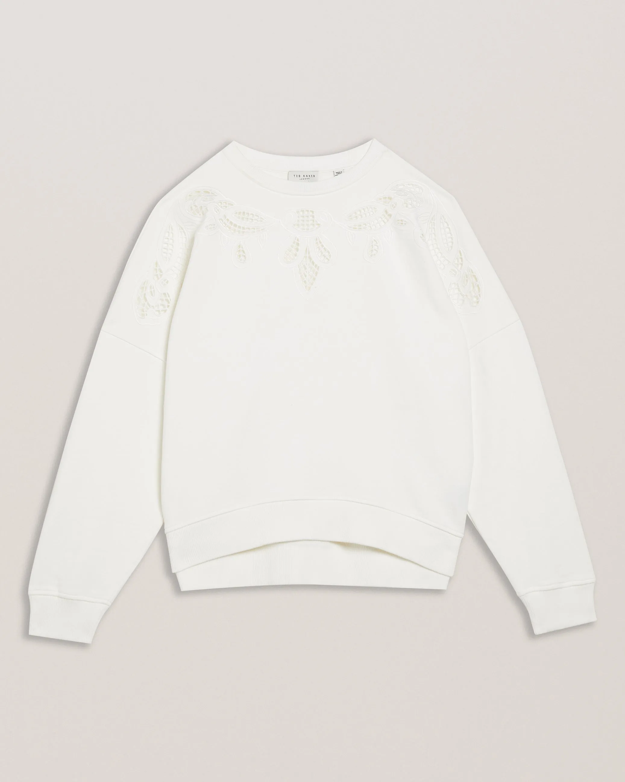 Rondha Embroidered Cut Out Sweatshirt Ivory