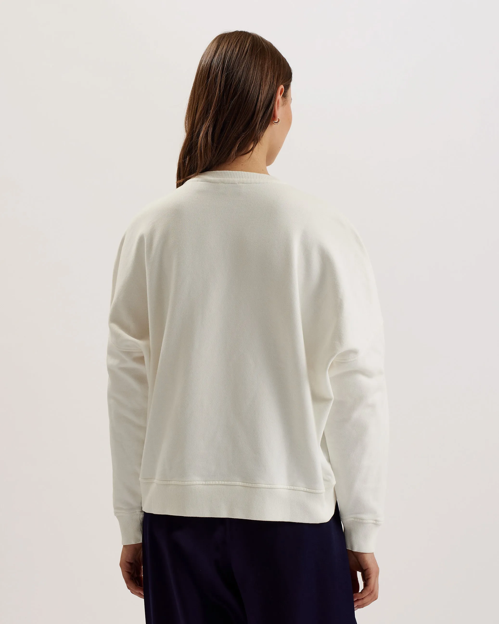 Rondha Embroidered Cut Out Sweatshirt Ivory