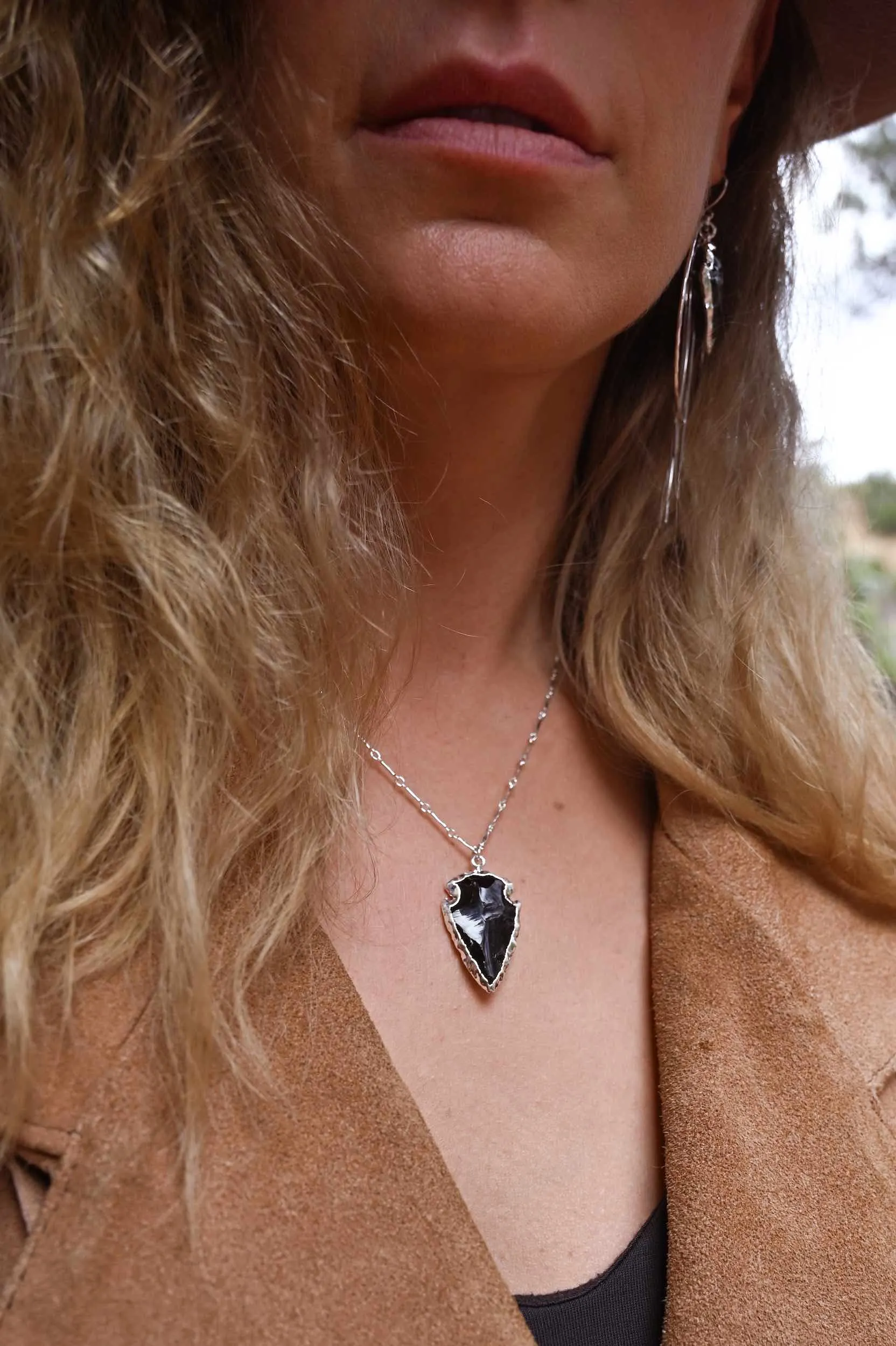 Rooted in Love Obsidian Arrowhead Necklace