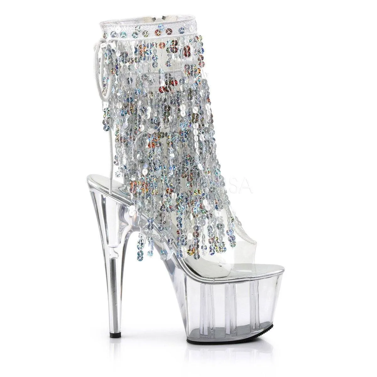 SS-ADORE-1017SQF Platform Boot  | Clear Vinyl