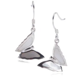 Sterling Silver Butterfly with Mother-of-Pearl Inlay Hook Earrings