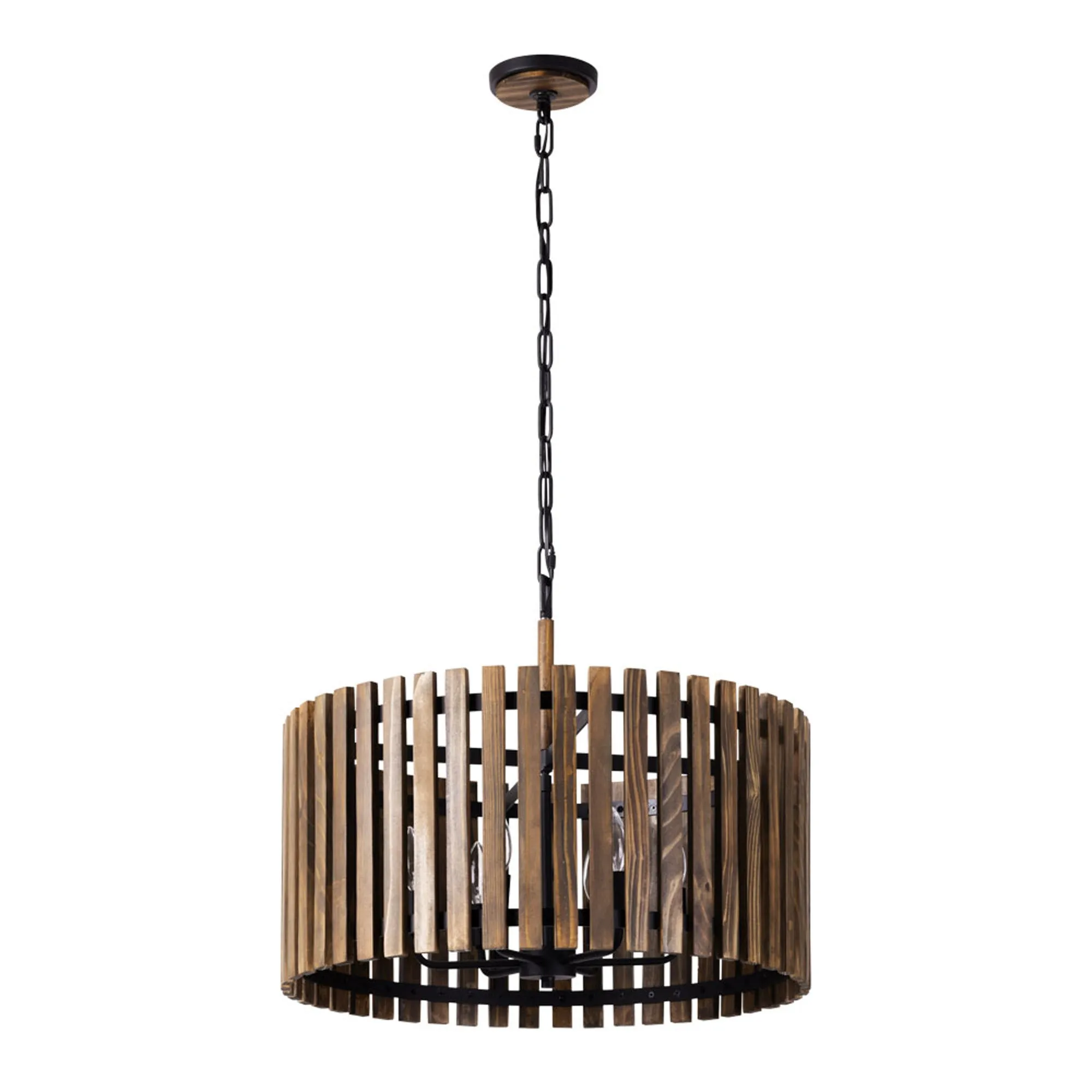 Suratto 387P06MBW 6-Light Pendant Light - Matte Black/Medium Walnut