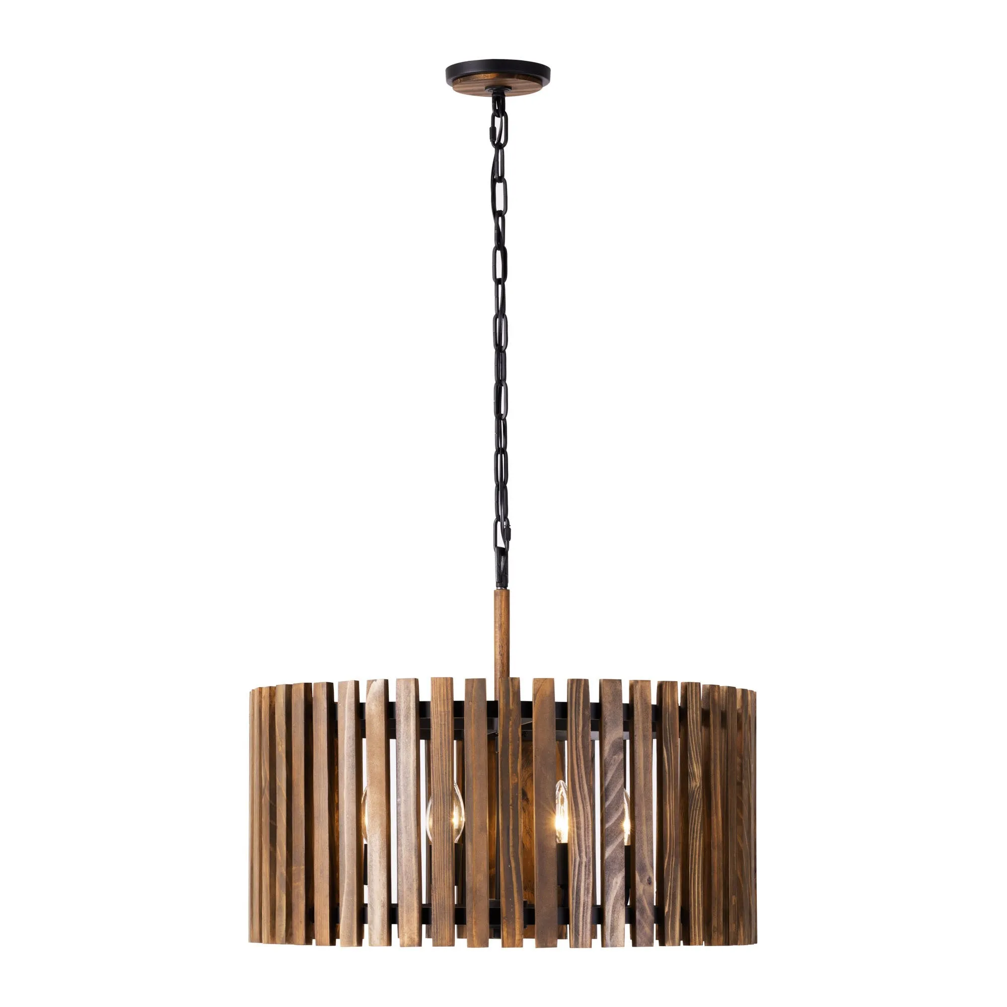 Suratto 387P06MBW 6-Light Pendant Light - Matte Black/Medium Walnut