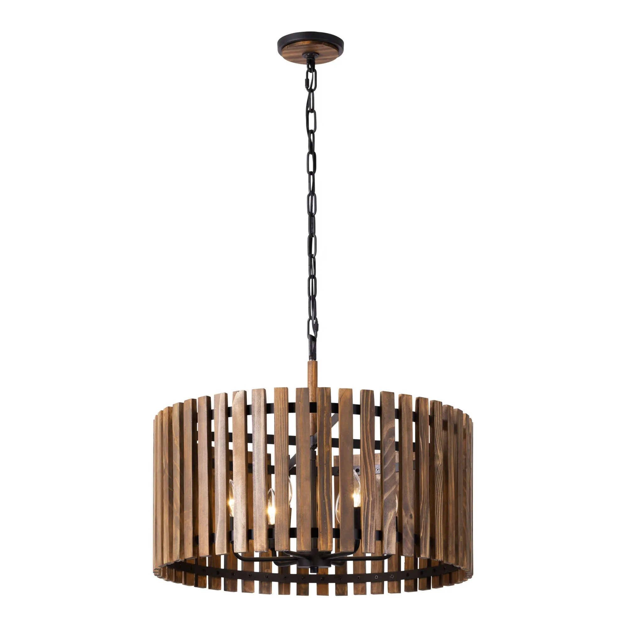 Suratto 387P06MBW 6-Light Pendant Light - Matte Black/Medium Walnut