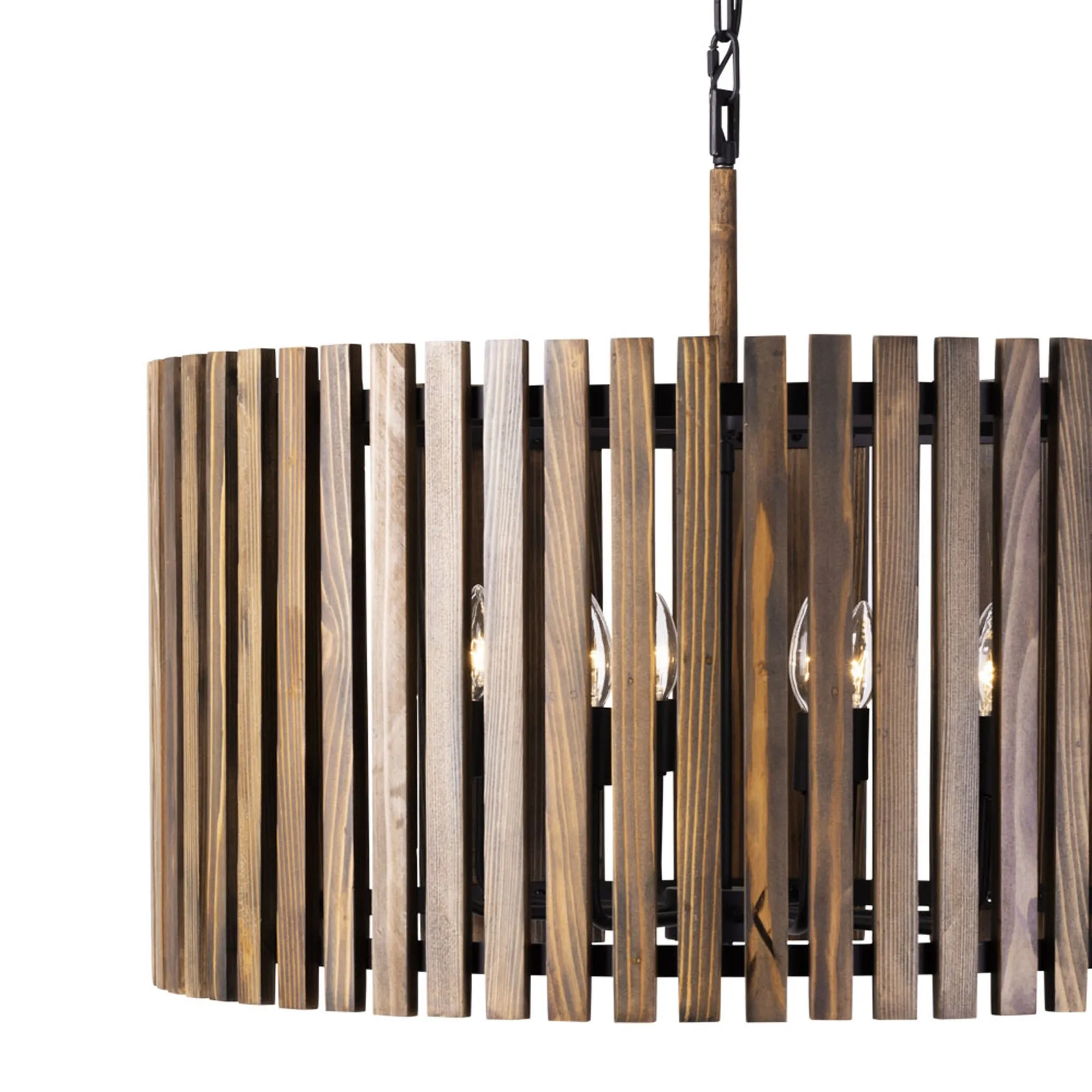 Suratto 387P06MBW 6-Light Pendant Light - Matte Black/Medium Walnut