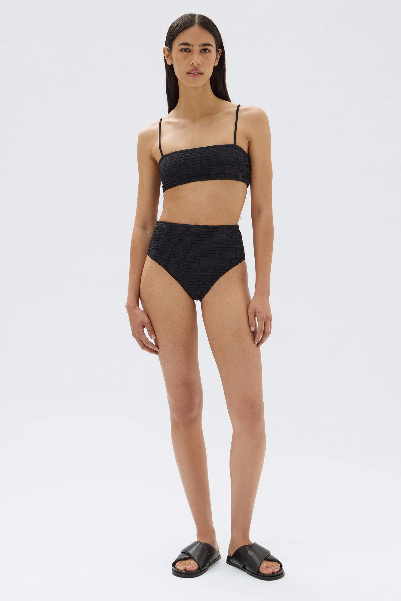 Textured Square Neck Swim Top