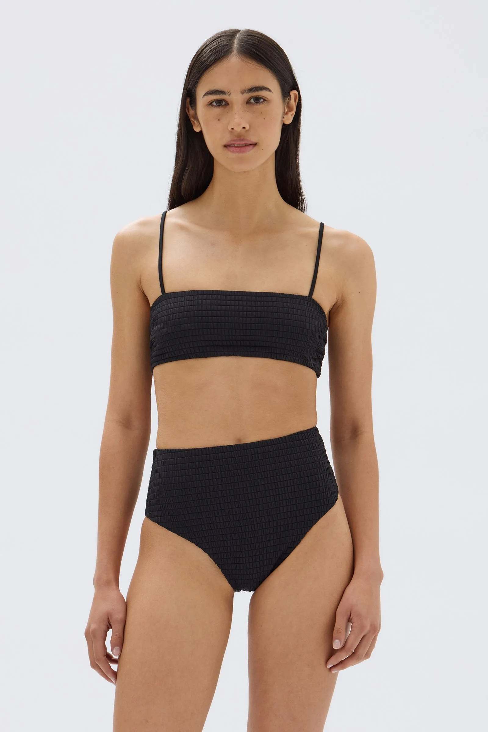 Textured Square Neck Swim Top