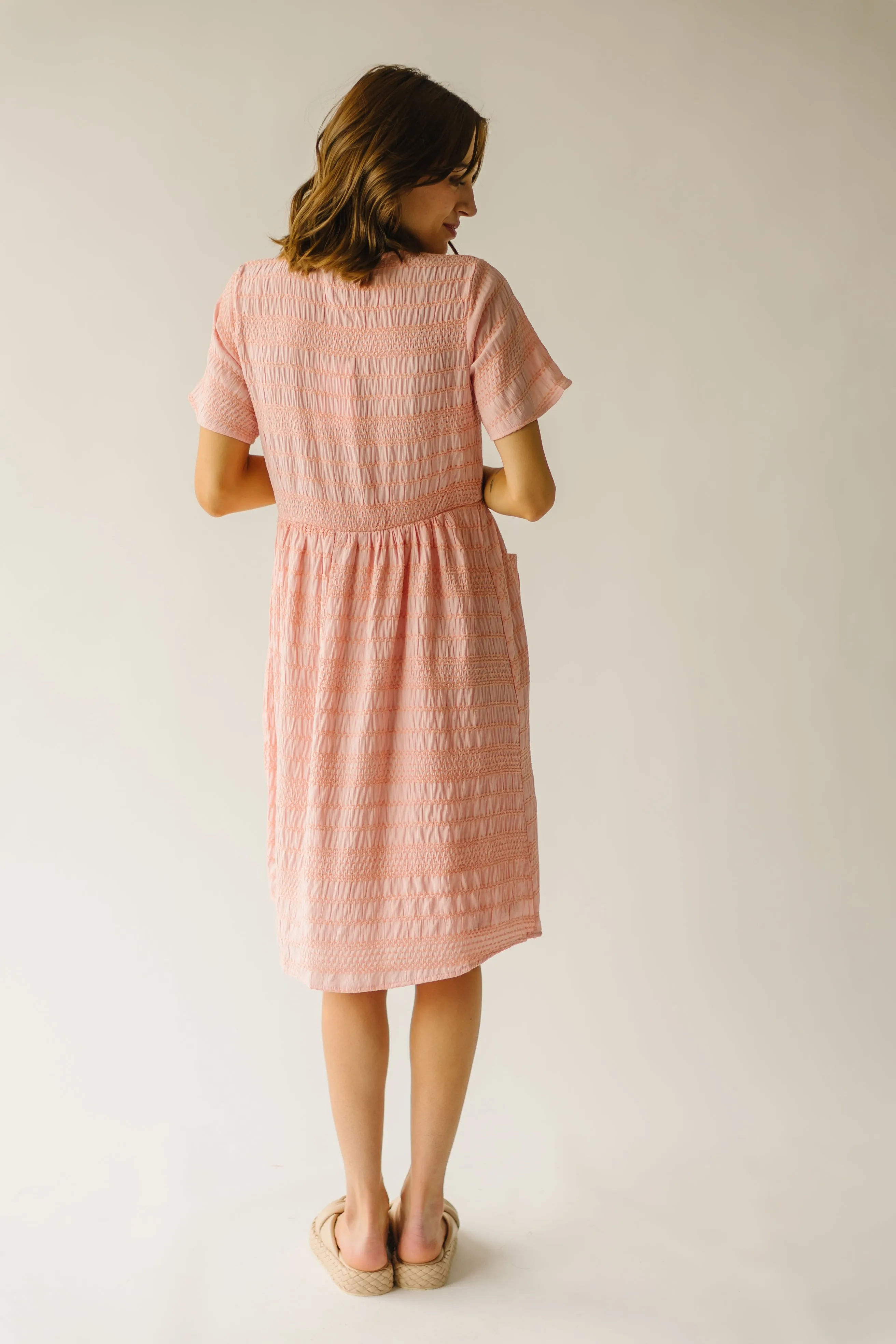 The Boice Button Front Dress in Peach