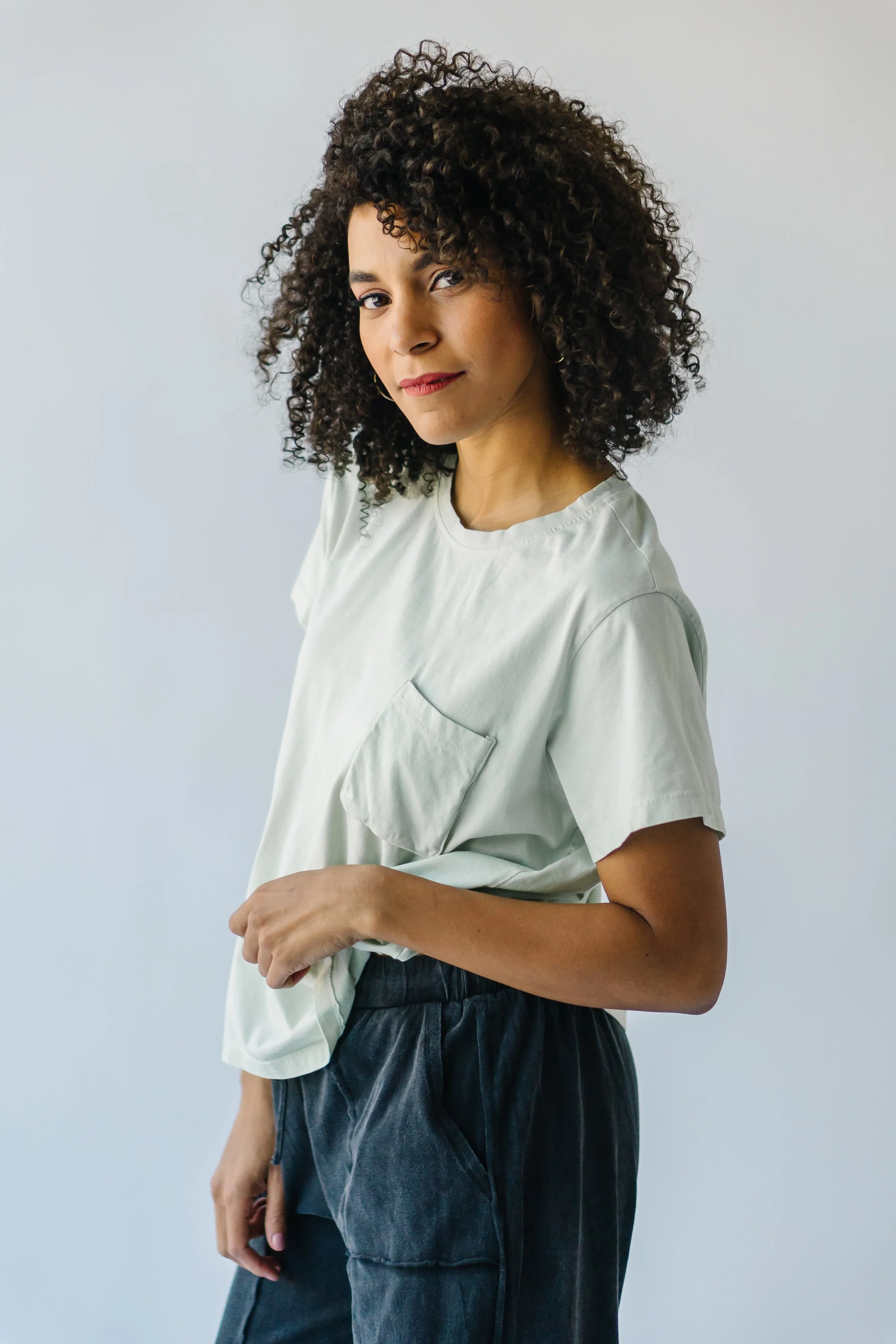 The Fallbrook Pocket Detail Tee in Sage