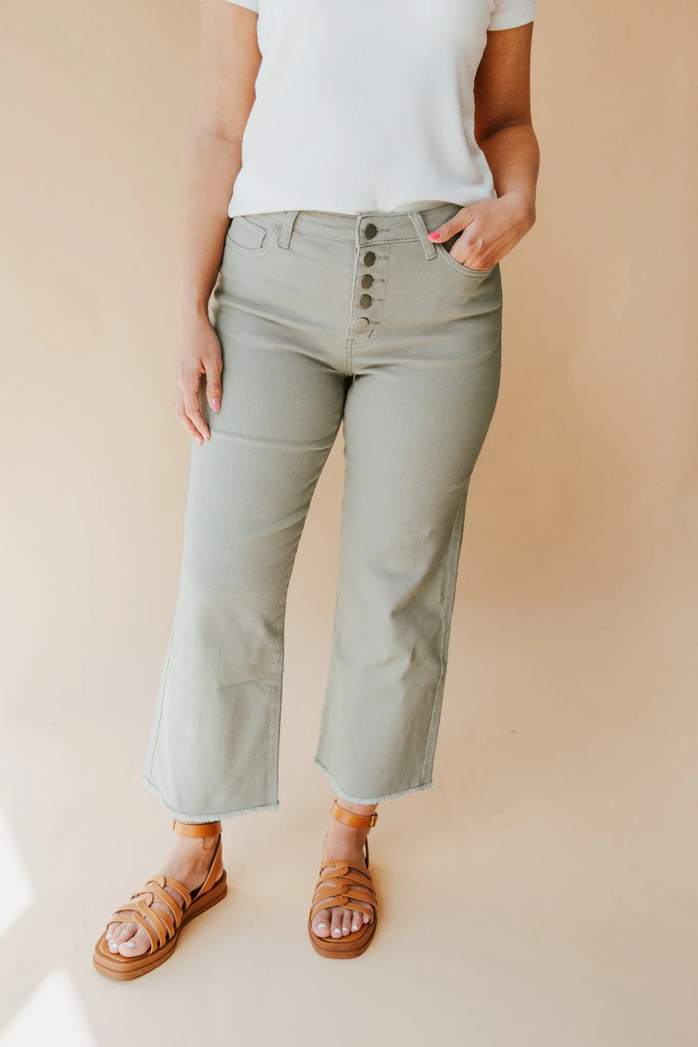 The Matilda Wide Leg Jean in Sage Denim