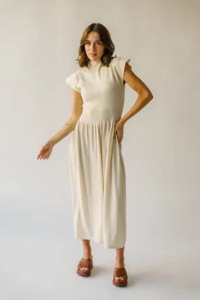 The Stansberry Mock Neck Midi Dress in Cream