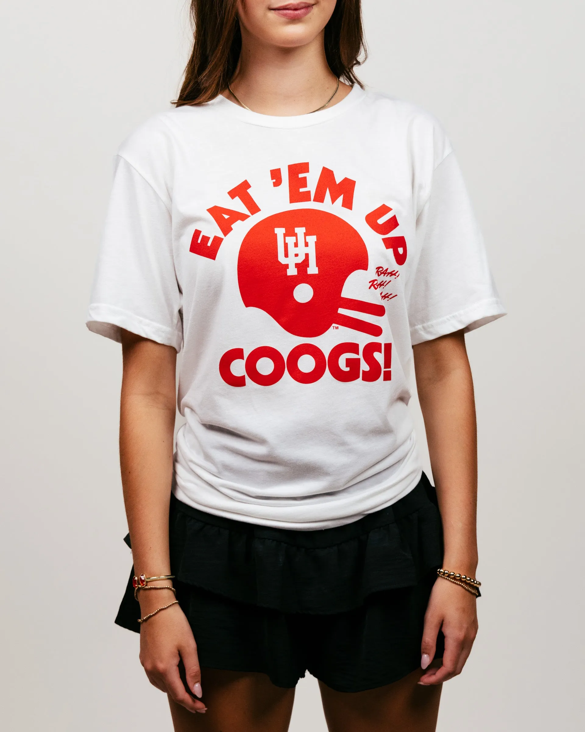 UH Helmet Eat 'Em Up Coogs Vintage White T-Shirt