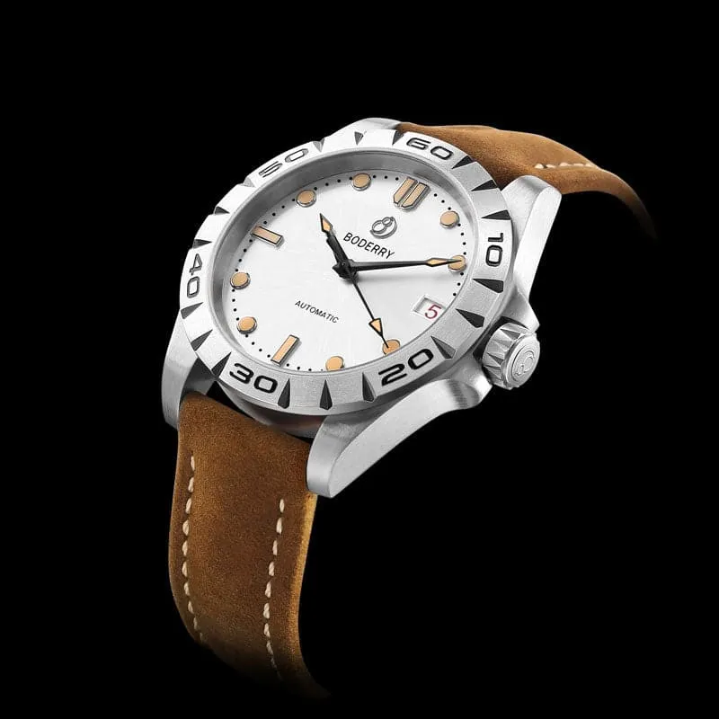 URBAN DATE(TITANIUM)- 3-hand Hi-beat(28,800 bph) with 72 hrs Power-reserve Automatic Titanium Watch | Brown Leather Strap