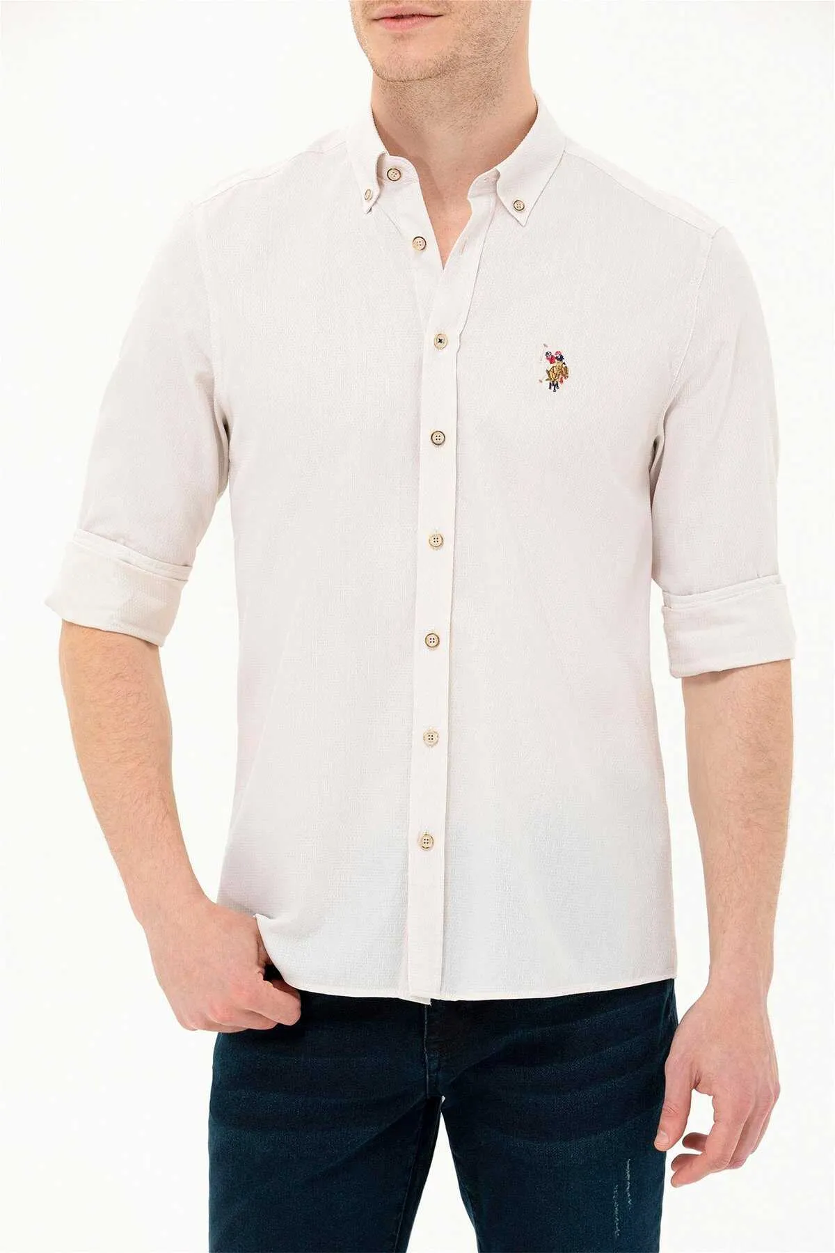 US Polo Assn. Men Shirt Slim White VR013 USPSH299 USPA