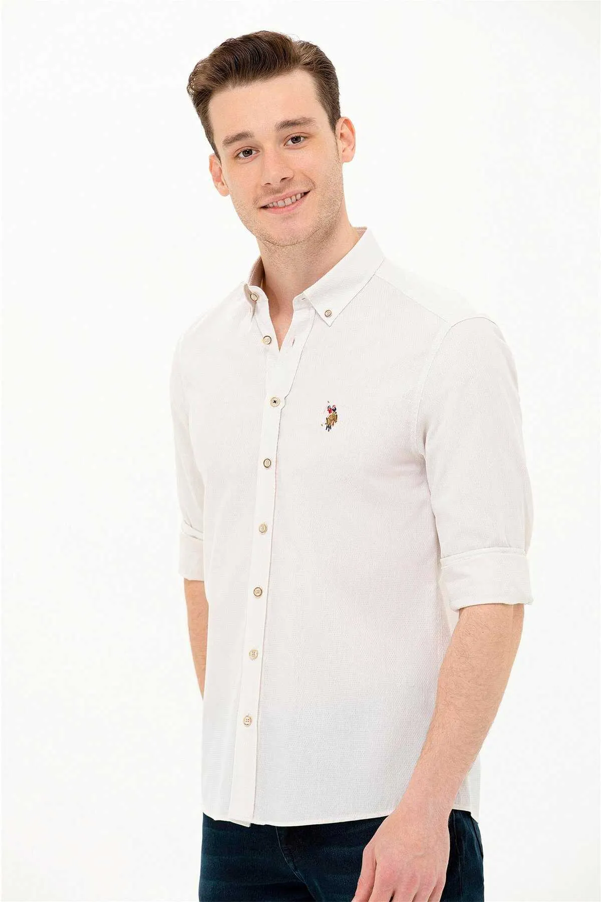 US Polo Assn. Men Shirt Slim White VR013 USPSH299 USPA