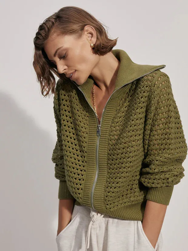 Varley Eloise Zip-Through Knit - Fresh Fern