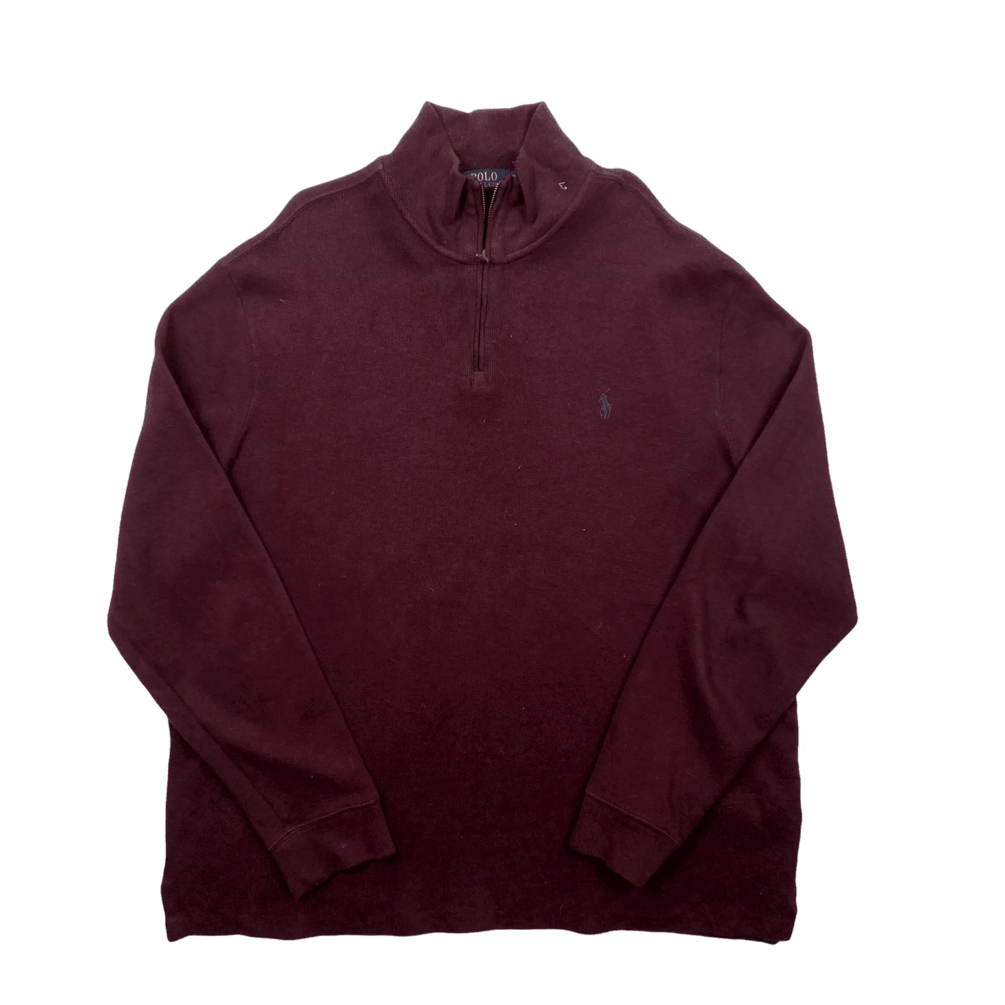 Vintage 90s Burgundy Polo Ralph Lauren Quarter Zip Sweatshirt - Extra Large