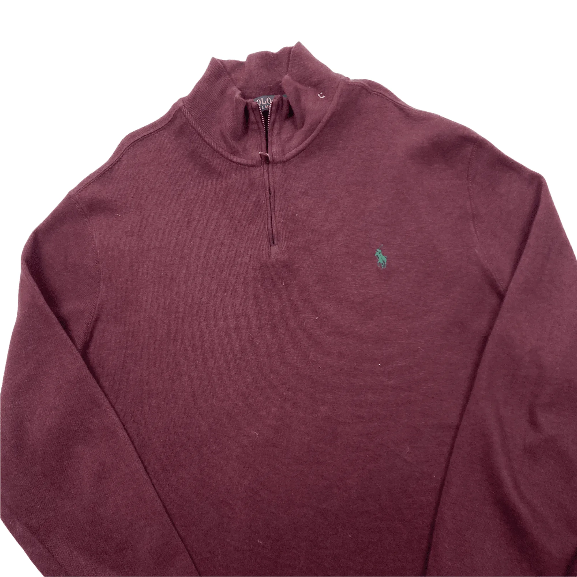 Vintage 90s Burgundy Polo Ralph Lauren Quarter Zip Sweatshirt - Extra Large