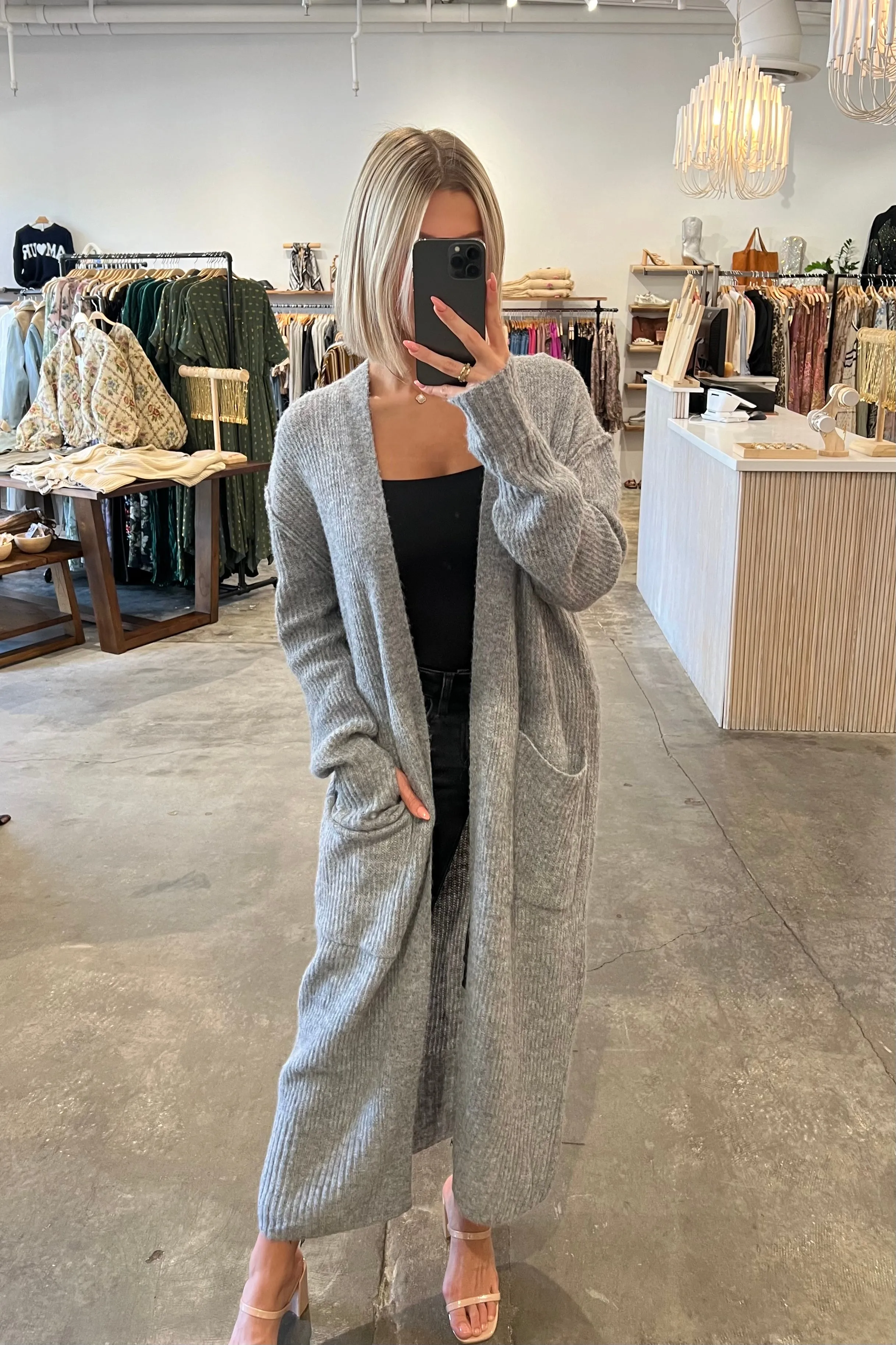 WILLOWSUN GREY LONG CARDIGAN