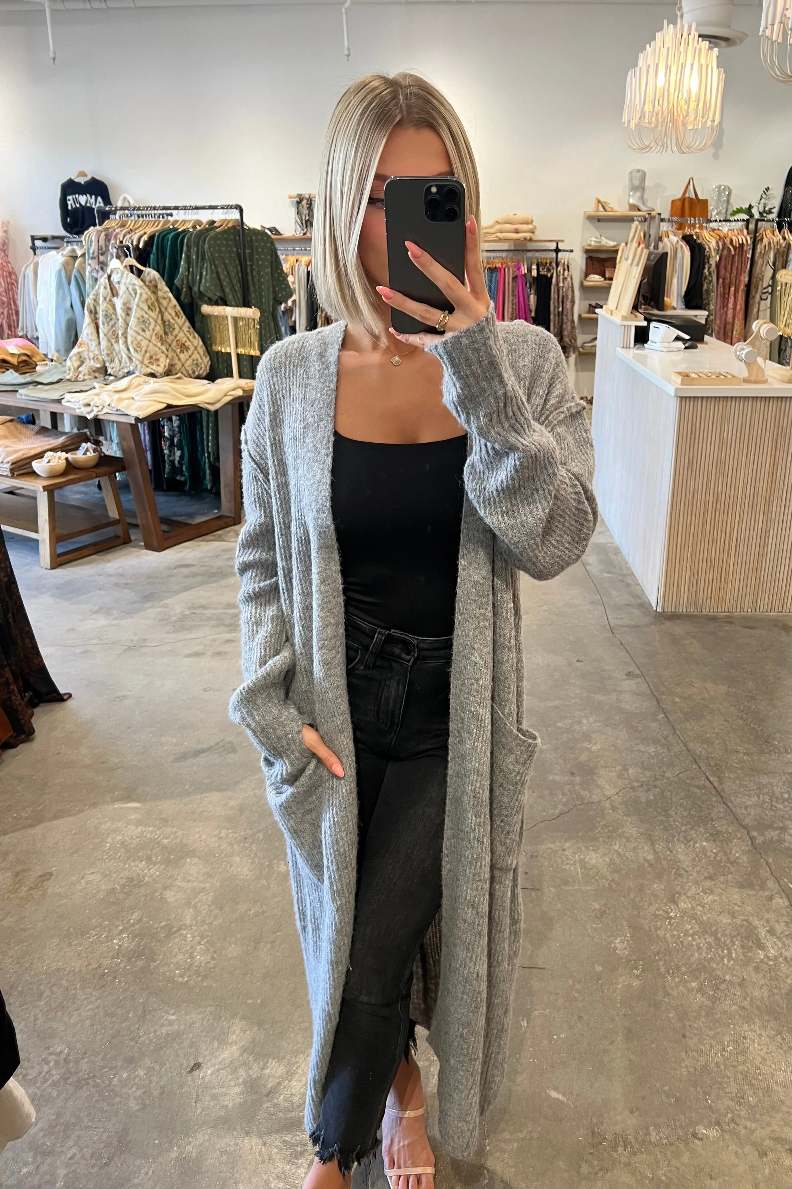 WILLOWSUN GREY LONG CARDIGAN