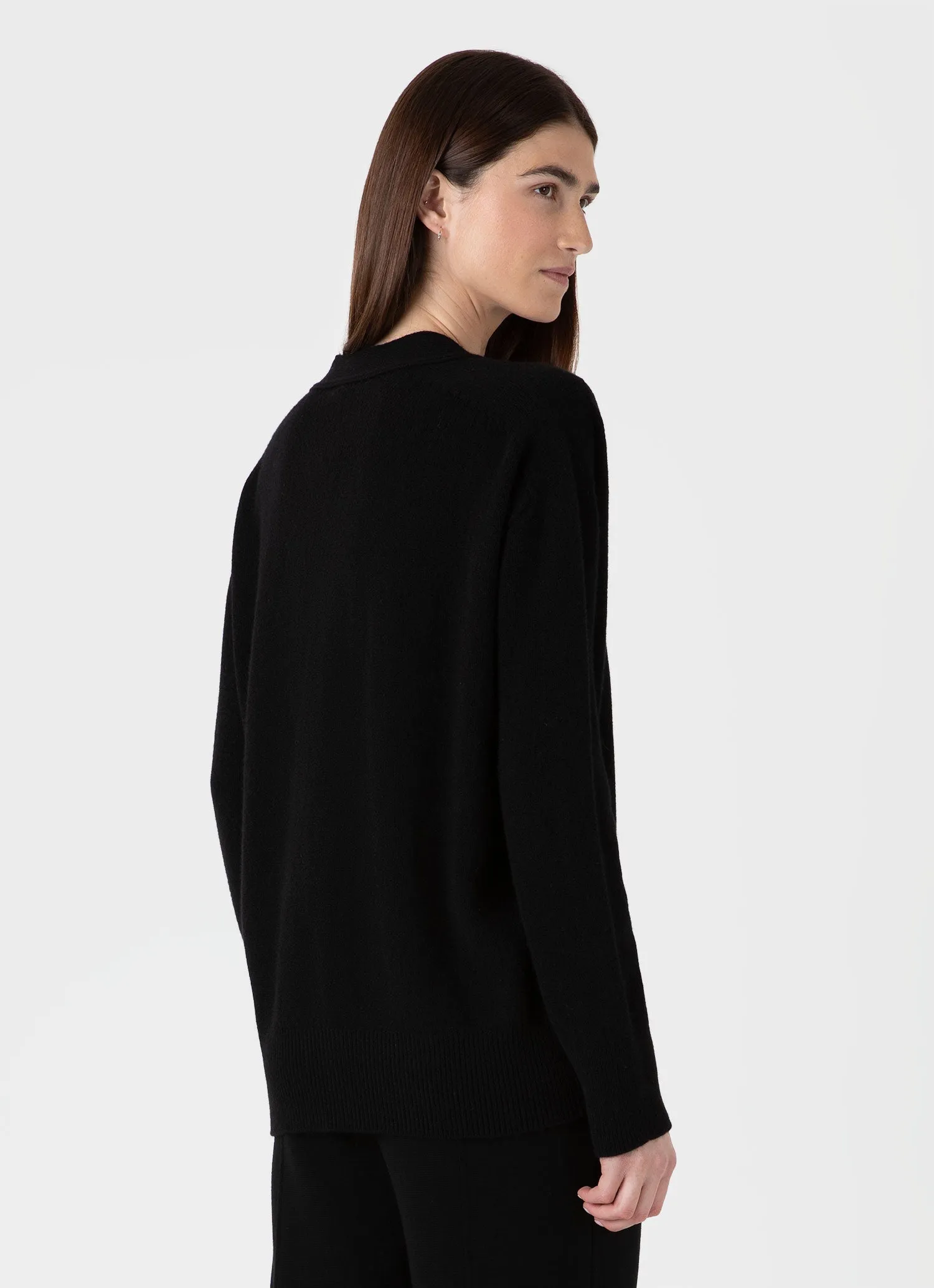 Women's Lambswool Cardigan in Black