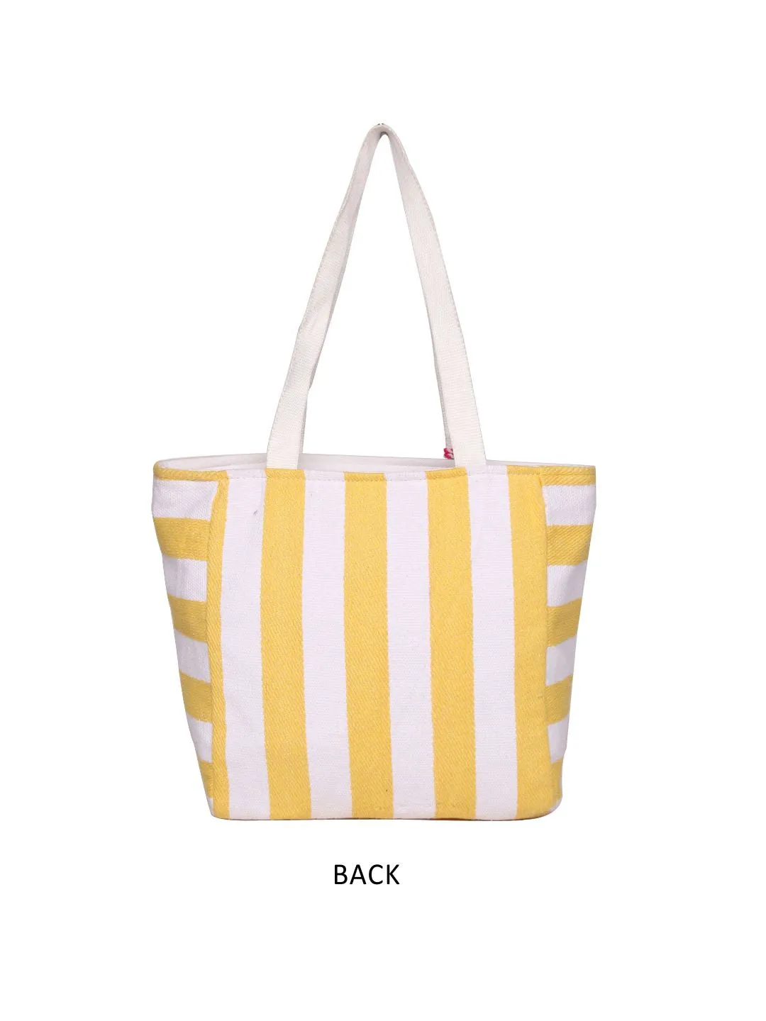 Yellow/White Stripe Cotton With Nylon Webbing Handle