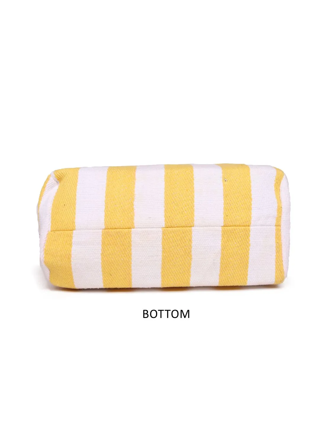 Yellow/White Stripe Cotton With Nylon Webbing Handle