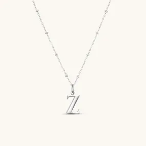 Z Initial Pendant Necklace In Silver